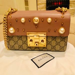 Gucci Pearl Studded Padlock Rose